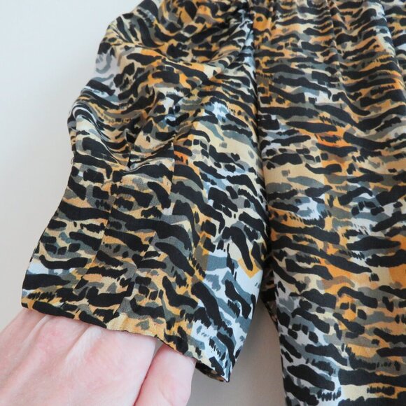 SALONI Lea 100% Silk Crepe Mini Wrap Dress in Ink Tiger Print - Size US 4 - Picture 6 of 16